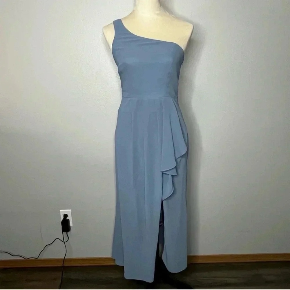 🧸 Lulu’s | Elegant Blue One-Shoulder Dress